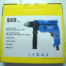 Hammer Drill 1/2" Chuck 43mm Collar 110v will fit Drill Stand +Key Brick Masonry - $19.79