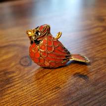 Vintage Cloisonné Enamel red cardinal Bird Ornament image 1