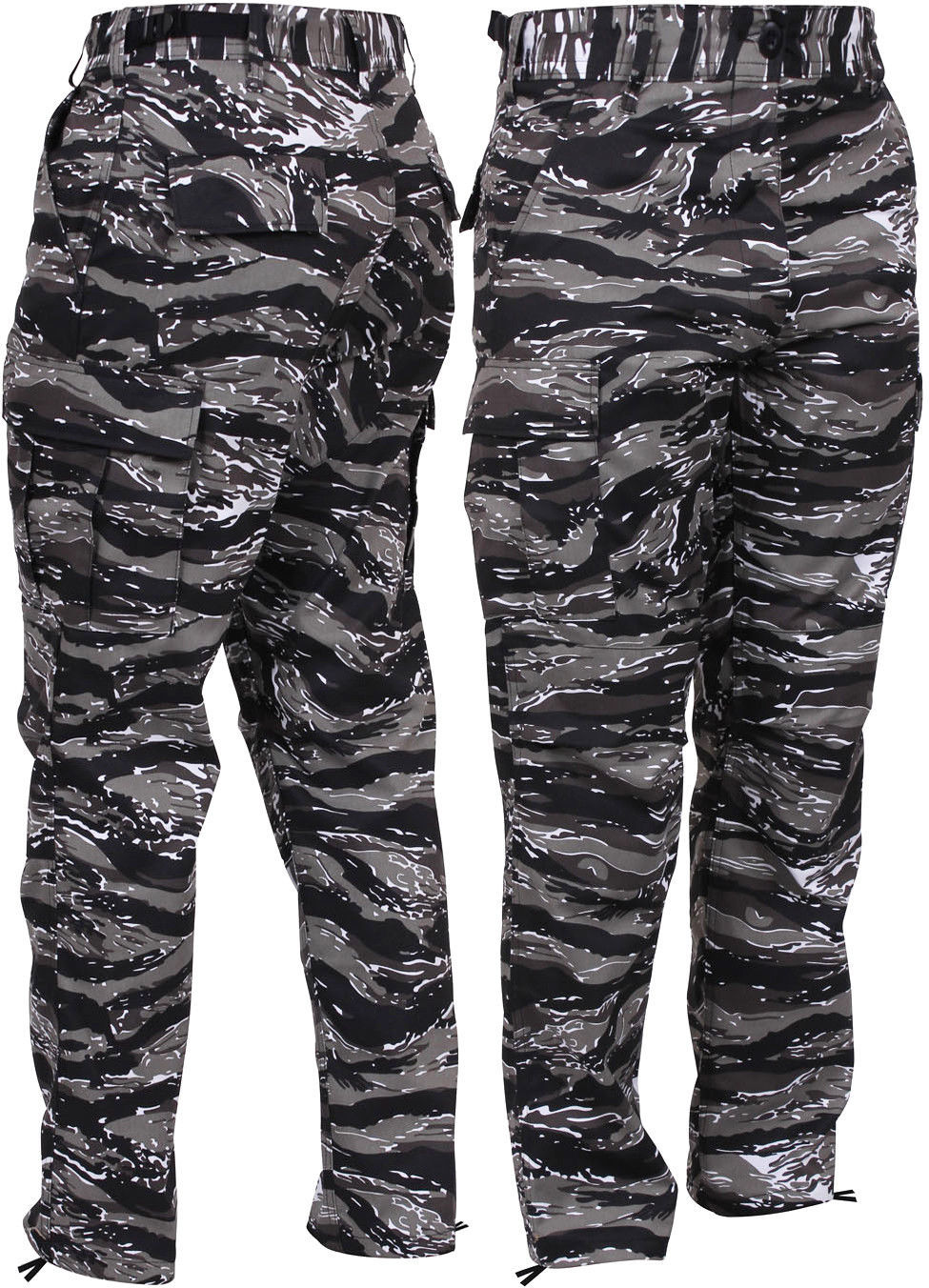 Men's Urban Tiger Stripe Camo Tactical Cargo Pants BDU Gray Vietnam ...