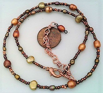 Copper Freshwater Pearl Necklace - $7.80