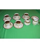 Vintage 15 Pc Set Luster China Gold Pansy Demitass Cup Sets Germany - $163.35