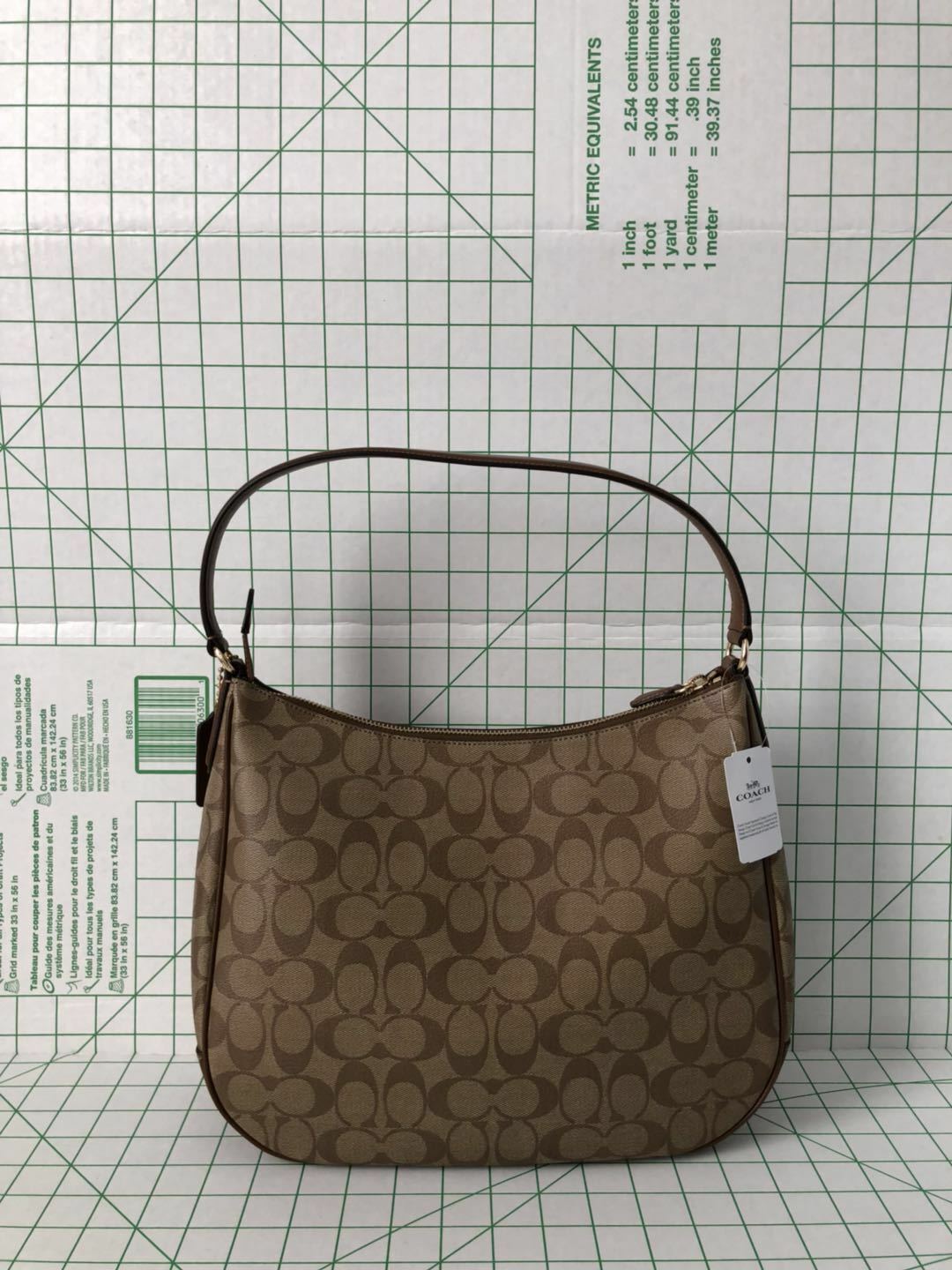 Coach F29209 Zip Shoulder Bag in Signature Coated Canvas Khaki Saddle 2