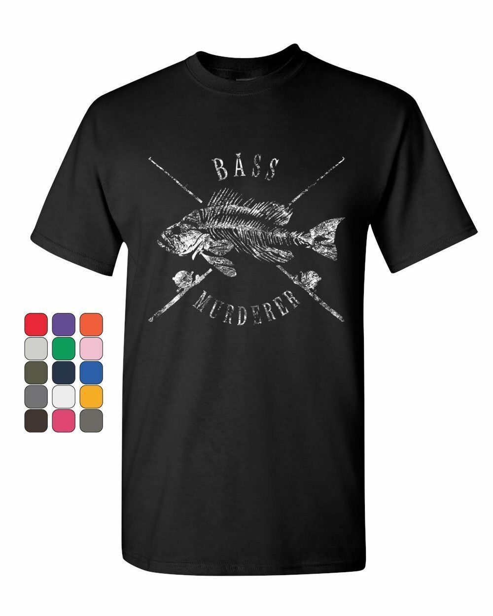 Bass Murderer T-Shirt Funny Mass Murderer Parody Fishing
