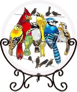 Joan Baker Suncatcher Birds On a Wire Table Top 10&quot; x 11.5&quot; Cardinal Blu... - $49.49