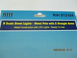 Rock Island Hobby # RIH013104 Street Lights Metal Pole w2 Straight Arms N-Scale image 5