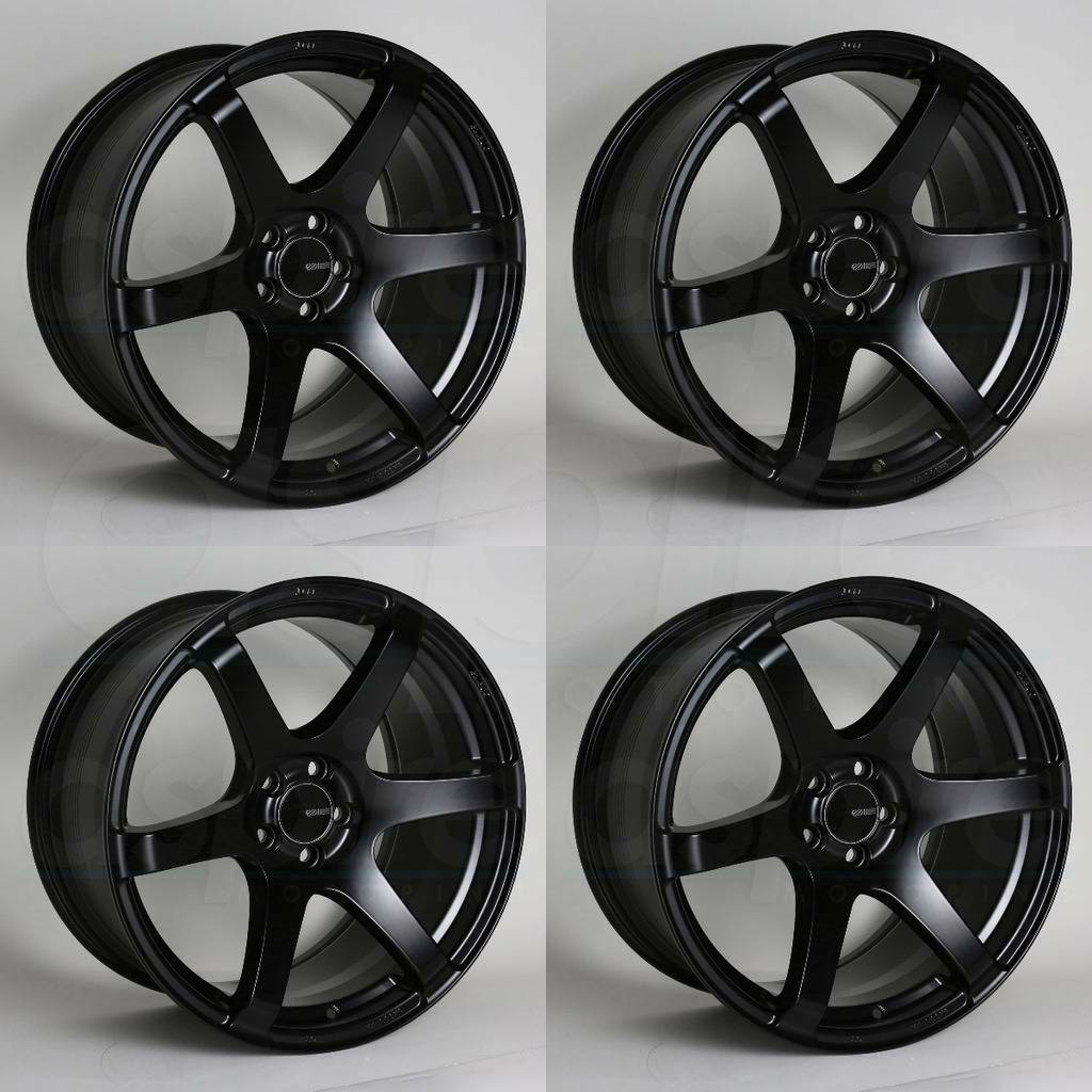 18x8.5 Enkei T6S 5x100 45 Black Paint Wheels Rims Set(4) Wheels
