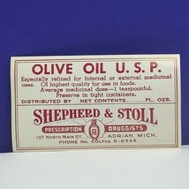 Drug store pharmacy ephemera label advertising Shepherd stoll olive oil ... - $11.83