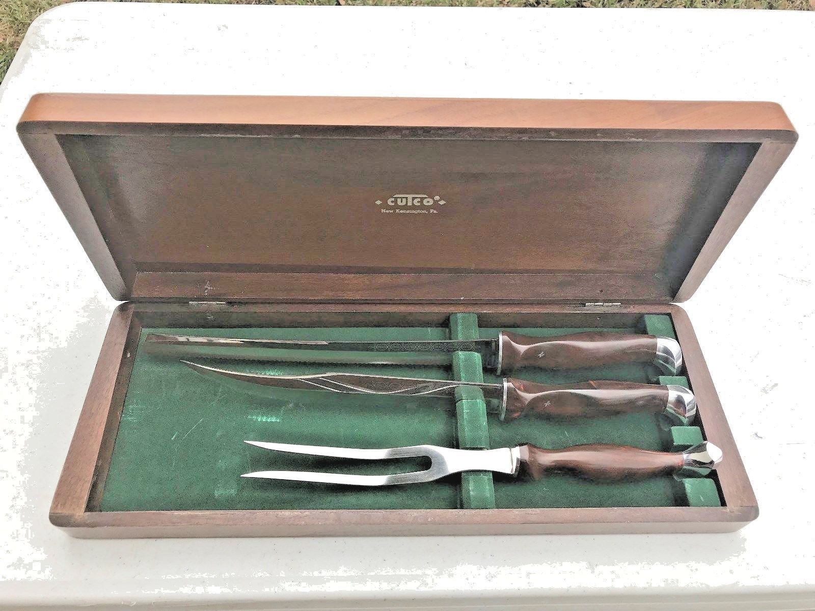 Cutco Deluxe Carving Set Presentation Box Wood Case Rare Vintage HTF 8