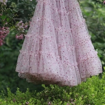 GRAY Polka Dot Tulle Maxi Skirts Puffy Layered Polka Dotted Tulle Skirts Outfit  image 4