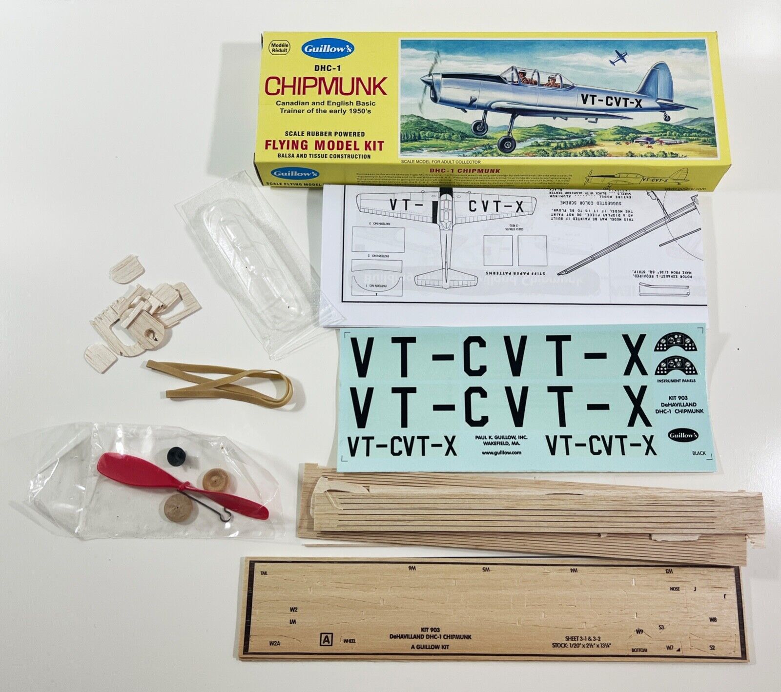 Guillows Chipmunk De Haviland DHC-1 Balsa Wood Model Airplane Kit # 903 ...