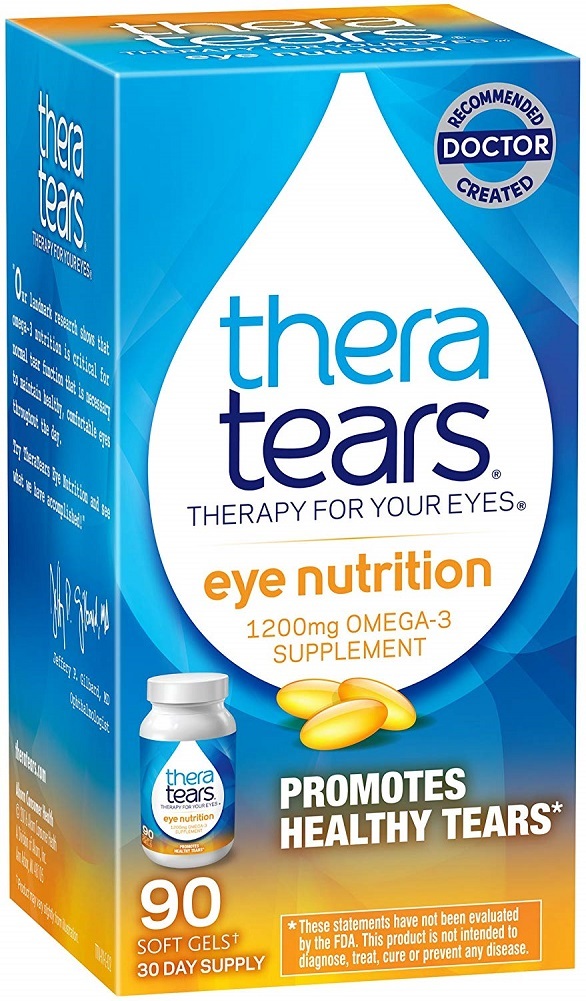 TheraTears 1200mg Omega 3 Supplement for Eye Nutrition, Organic Flaxseed