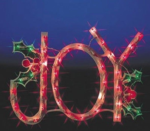 17" Lighted Pre Lit Joy Sign Christmas Window Decoration Holiday