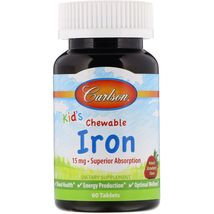 Kid&#39;s, Chewable Iron, Natural Strawberry Flavor, 15 mg, 60 Tablets - $17.99