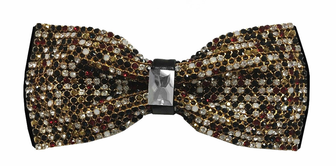 Deluxe Glitter Crystal Rhinestone Pre-tied Tuxedo Bow tie Wedding Prom Party