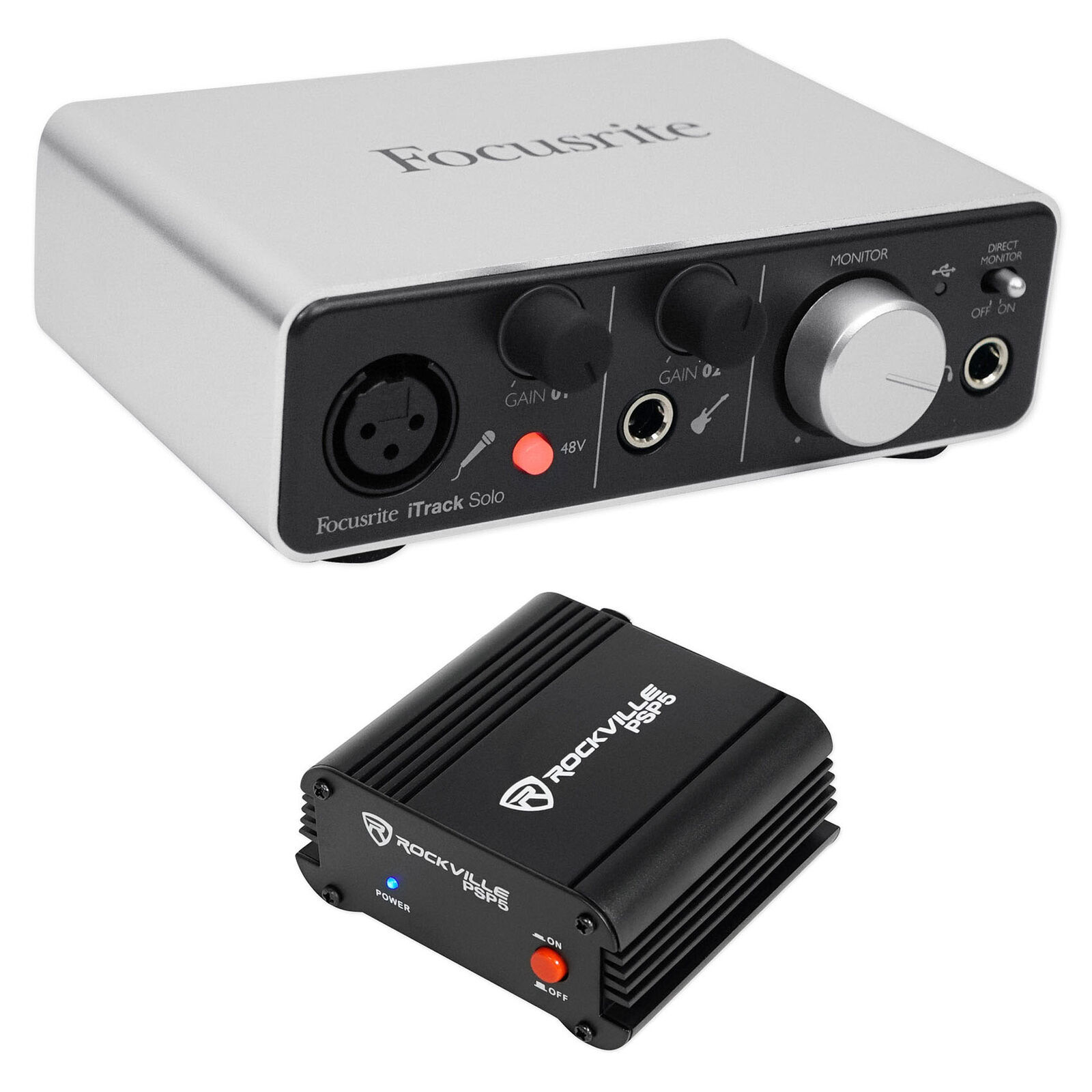 Focusrite ITRACK SOLO LIGHTNING Audio Recording Interface+Phantom Power Supply