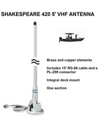 SHAKESPEARE 420 5&#39; VHF ANTENNA Includes 15&#39; RG-58 Cable and a PL-259 Con... - $120.00