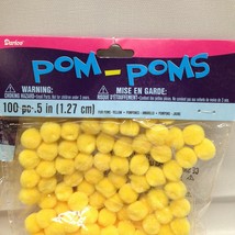 Lot of 3 Darice pks of 100 Yellow 1/2&quot; Pom Poms 300 Total Craft FREE Ship - $18.42