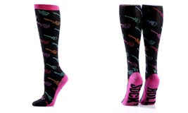 Women's Premium Knee Socks Yo Sox Fits Size 6 to 10 Cotton Blend Pink Black