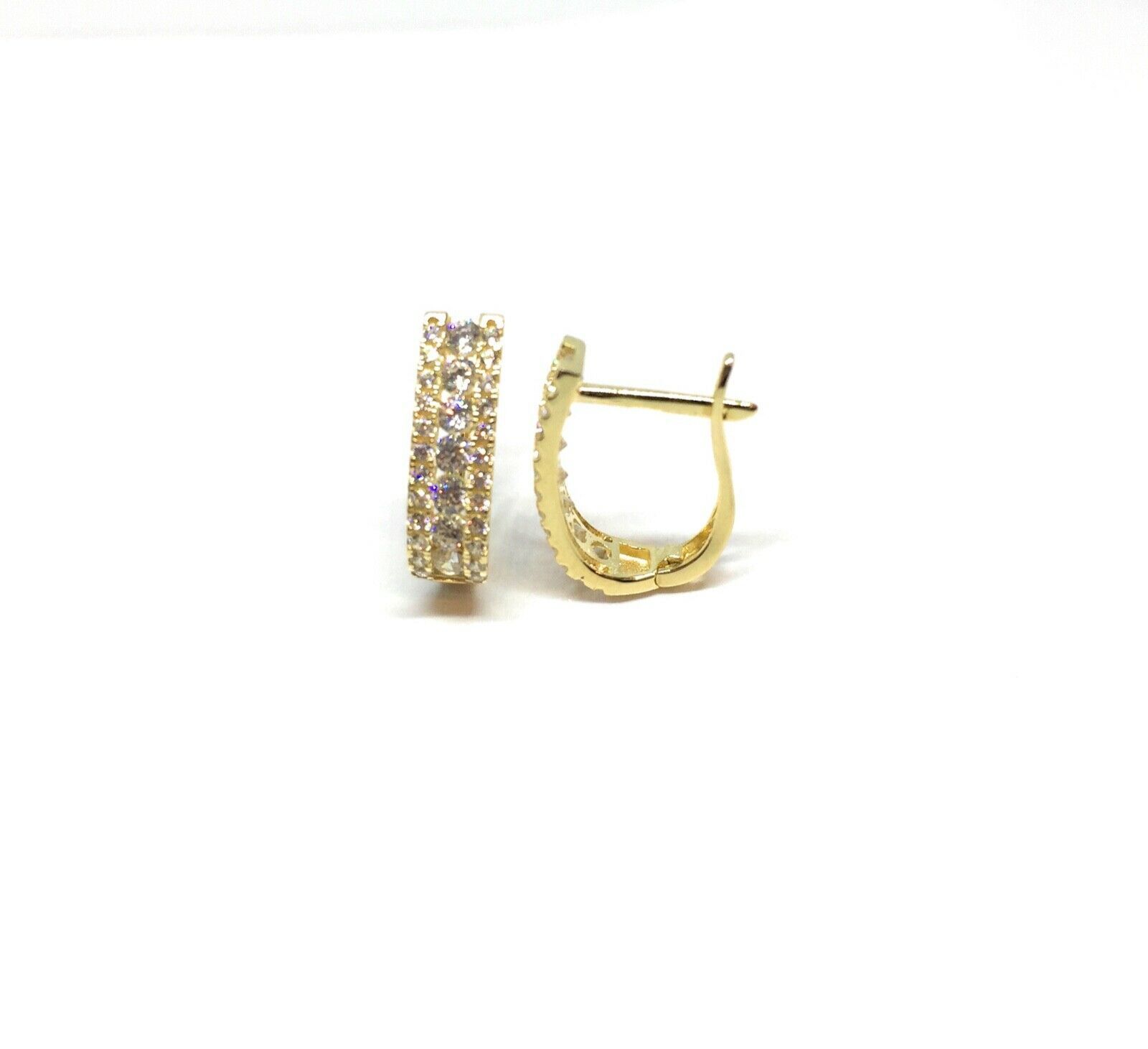 14K Solid Gold Fancy Cubic Zirconia English Lock Earring - Other