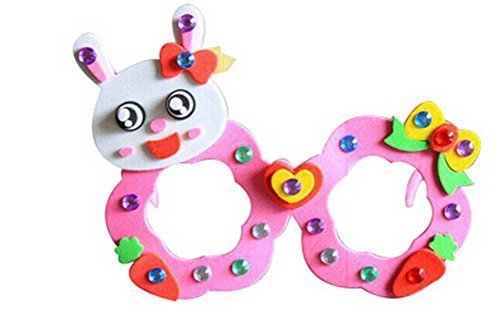 Set of 3 EVA Sticker Easy Crafts for Kids DIY Colorful Glasses(Rabbit)
