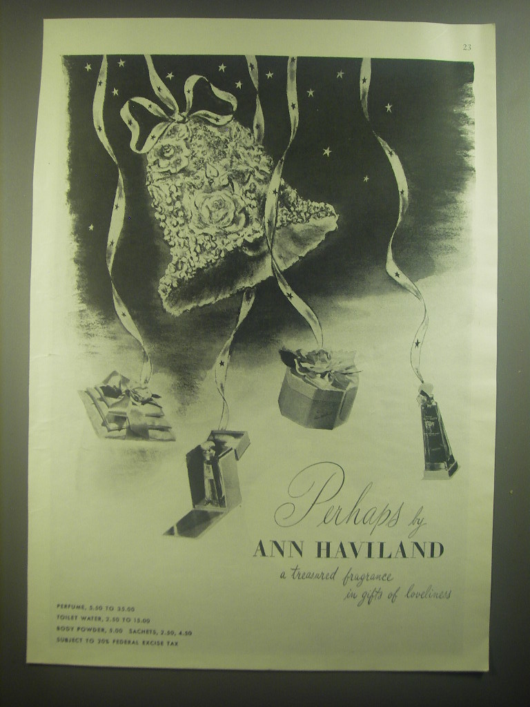 1945 Ann Haviland Perhaps Perfume Advertisement A Treasured Fragrance