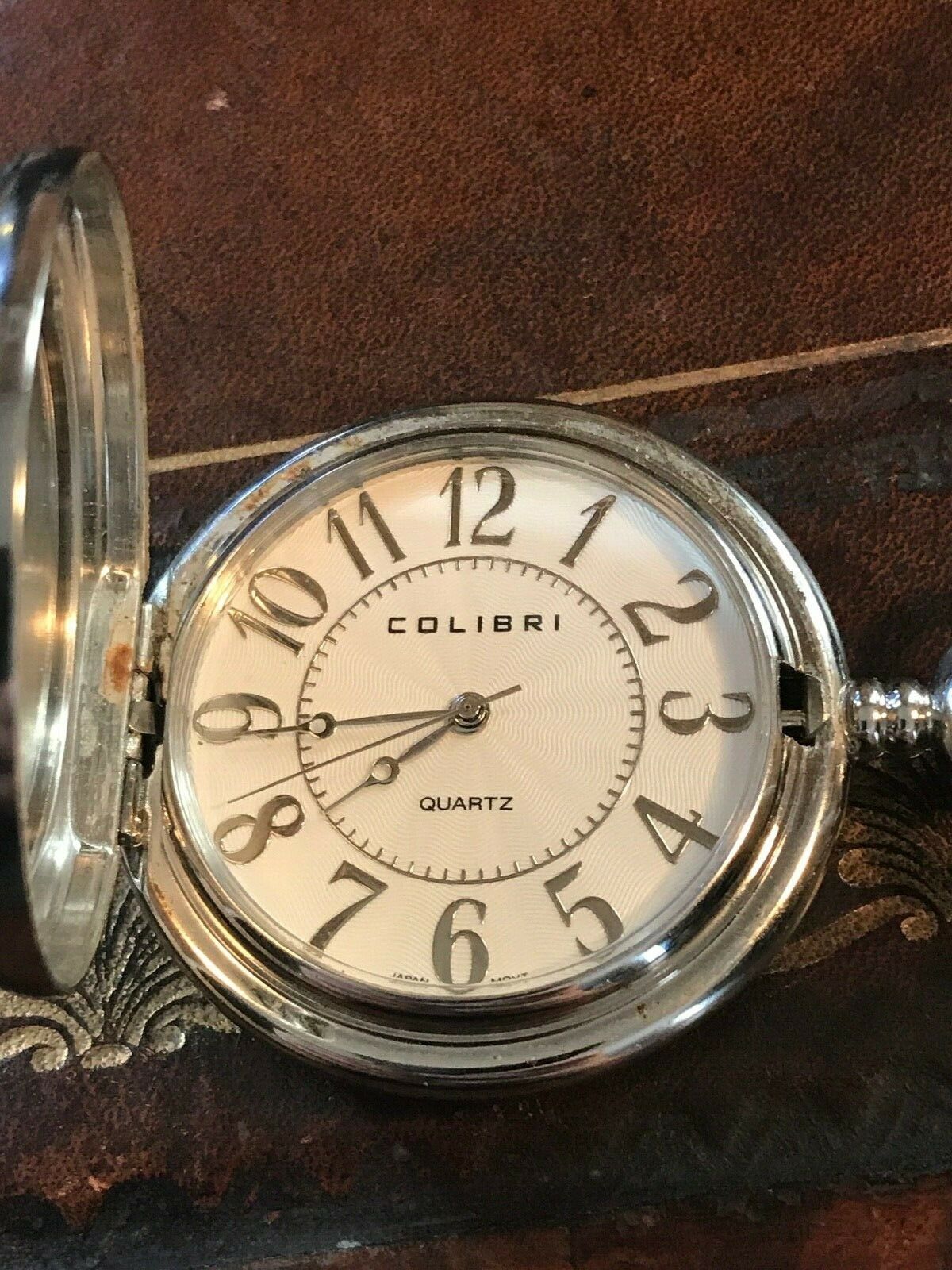 COLIBRI SILVER QUARTZ POCKET WATCH ENGRAVED ON BACKLOW PRICE Pocket