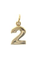 18K YELLOW GOLD NUMBER 2 TWO PENDANT CHARM, 0.7 INCHES, 1.7 CM, MADE IN ITALY image 1