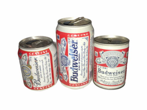Budweiser Lot Of 3 Pull & Pop Tab Beer Cans - $10.28