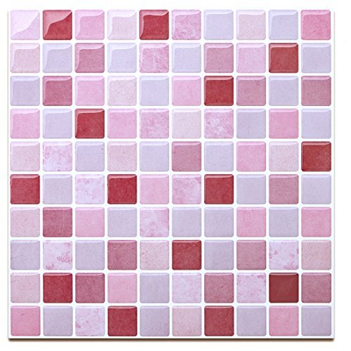 Peel and Stick Tile Backsplash-Red&Pink Peel and Stick Wall Tile for