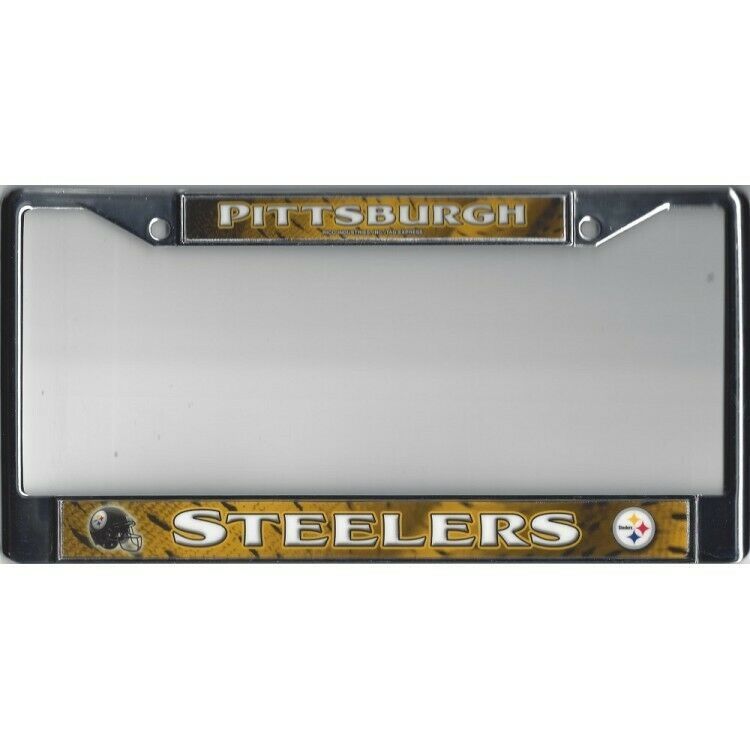 pittsburgh steelers nfl football team logo chrome license plate frame