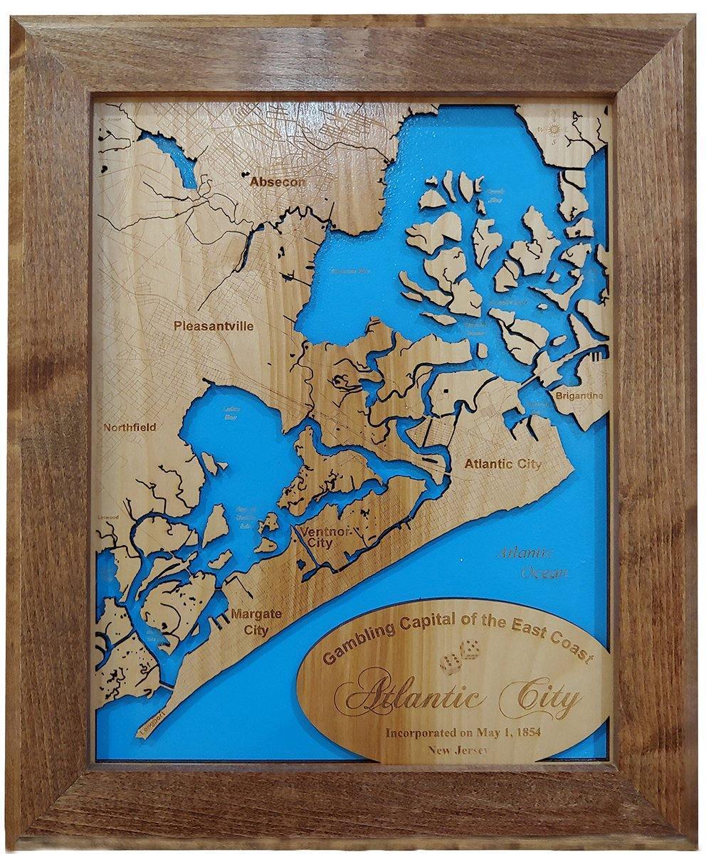 Primary image for Atlantic City, New Jersey - Laser Cut Wood Map