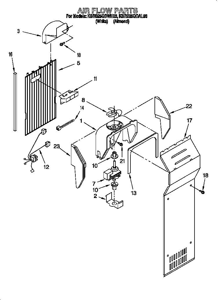 KitchenAid Refrigerator : Freezer Air Duct Panel (2182063 / 2203593