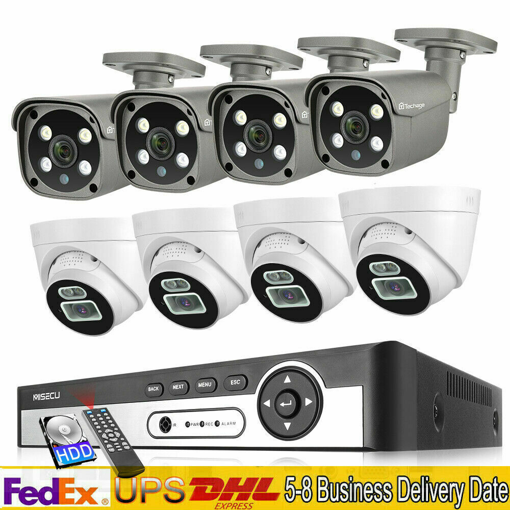 8CH H265 NVR P2P 5MP Face Detect IP PoE Security Camera System Outdoor Indoor