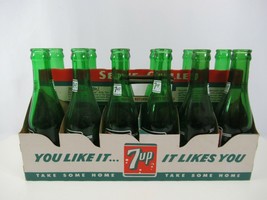 7Up 12-Pack Cardboard Carrier Case w/ 12 7 oz Bottles VTG You Like It Li... - $241.69