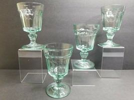 Bormioli Rocco Green Water Glass Goblets 4 Italy Footed 6" Drinking Glasses Set - $49.47