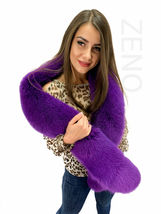 Fox Fur Stole 70' (180cm) Saga Furs Bright Purple Fur Collar Boa Wrap image 5