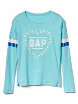 New Gap Kids Girls Long Sleeve Heart Graphic Aqua Blue Crew Neck T-shirt... - $17.77