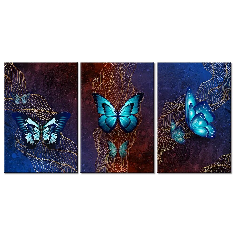 Gold Butterfly Nordic Poster Canvas Painting Wall Art Pictures Decor ...