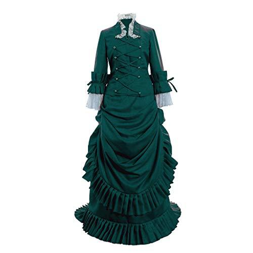 1791's lady Women's Red Victorian Bustle Dress Gown Costume Pleated Gothic Dress