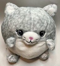 Justice Squishable Plush Gray White Kitty Cat 7" Round Spotted Pink Nose Mini - $18.69
