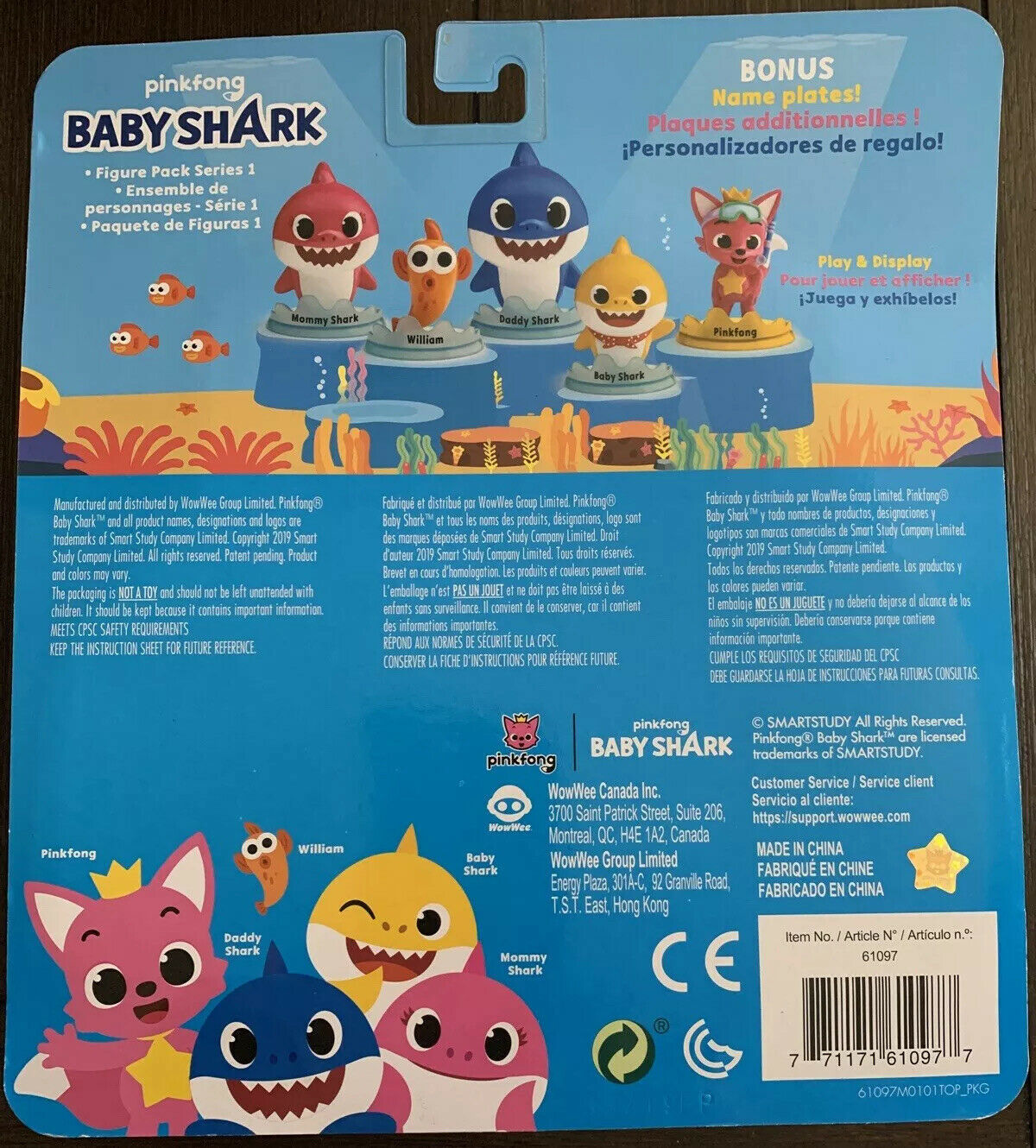 Baby Shark 5 Figure Pack Series 1 Pinkfong William Mommy Daddy 2020 ...