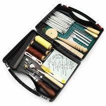 Leather Craft Tool Set Wax Rope Needles Hand Sewing Stitching Punching C... - $25.06+