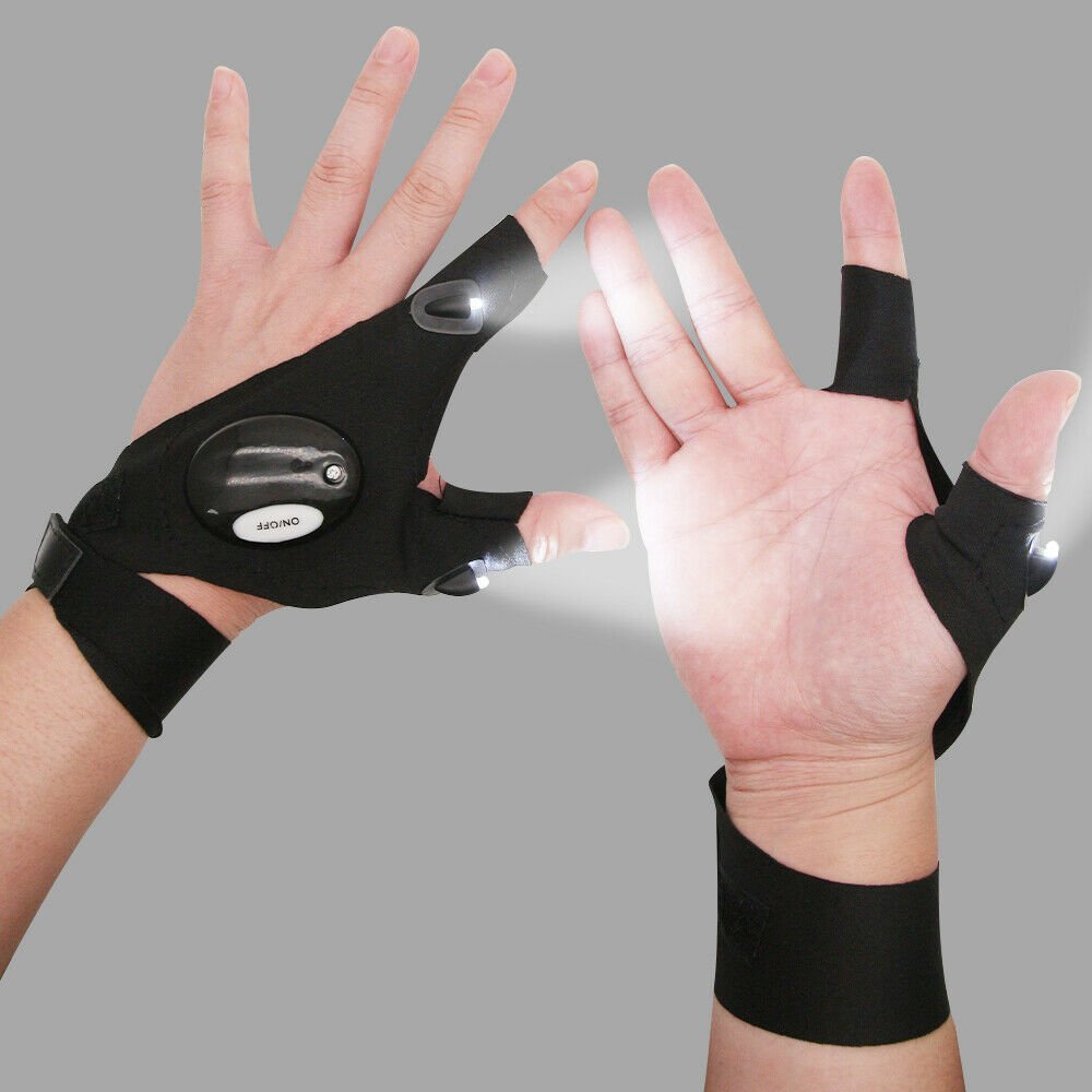 LED Flashlight Gloves Light Fingerless Outdoor Fishing Gloves Christmas Gift