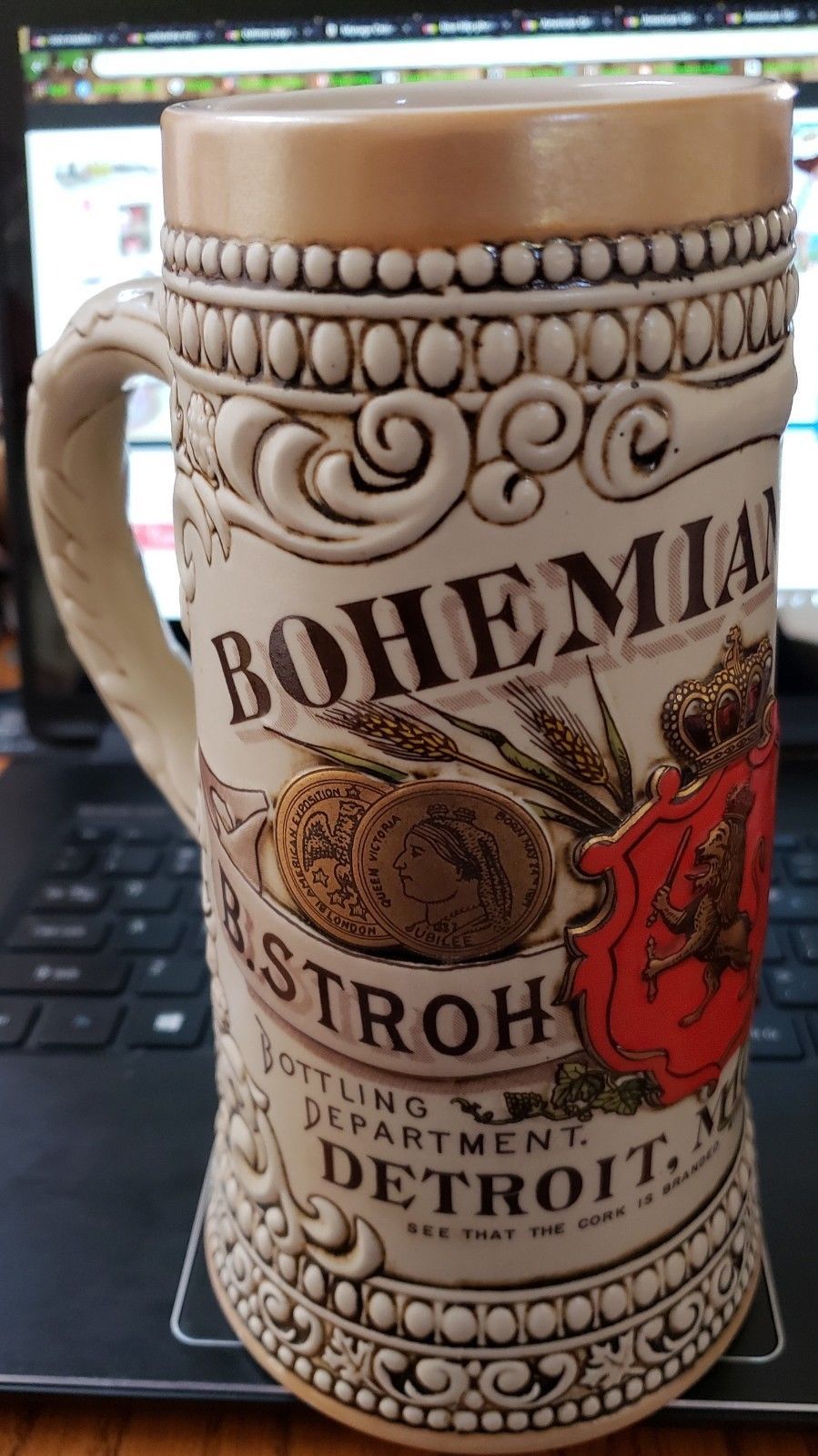 Stroh's Bohemian Beer Stein Numbered by Ceramarte Brazil US