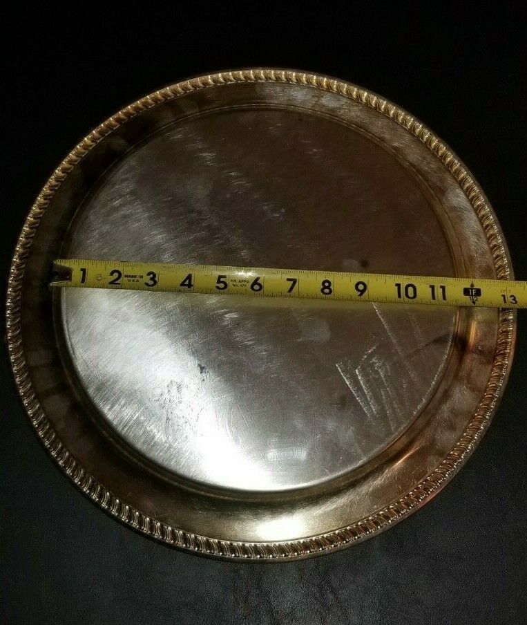 Vintage Leonard Silverplate Serving Platter 15" Reticulated with