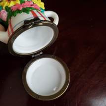 Flower Teapot Trinket Box, Vintage, Porcelain Hinged Trinket, Hidden Ring Holder image 8