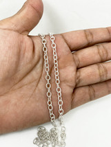 Sup Silver Round Pattern Chain Necklace, 925 Silver Textured Cut Chain N... - $33.00+