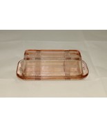 New Pale Pink Butter Dish Depression Glass Retro Style Design - $14.00