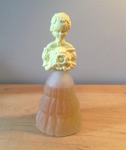 70s Avon Garden Girl yellow & frosted glass woman cologne bottle (Sweet Honesty)