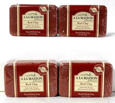 4 Count A La Maison 8.8 Oz Red Clay Coconut & Olive Oils Hand & Body Soap